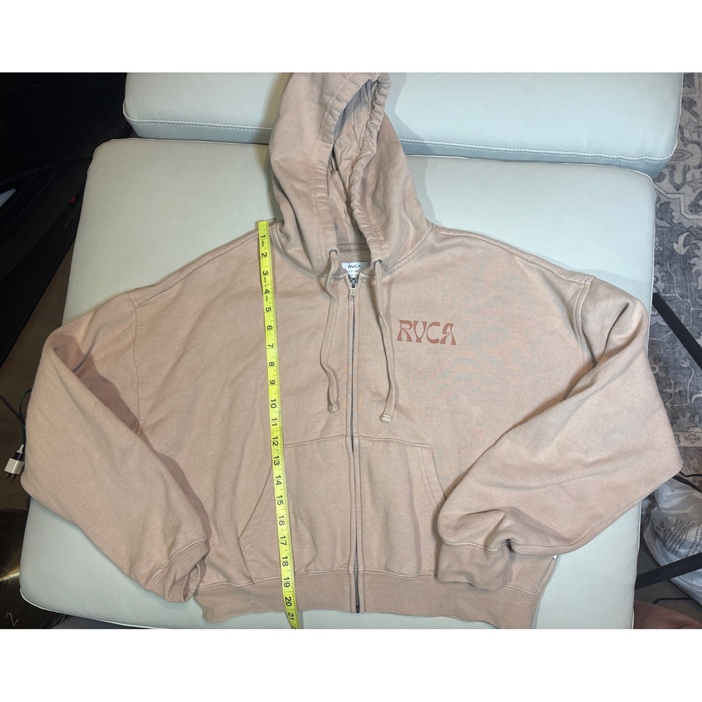 Women's SMALL RVCA Crop Hoodie Zip Up Sweatshirt Oversized